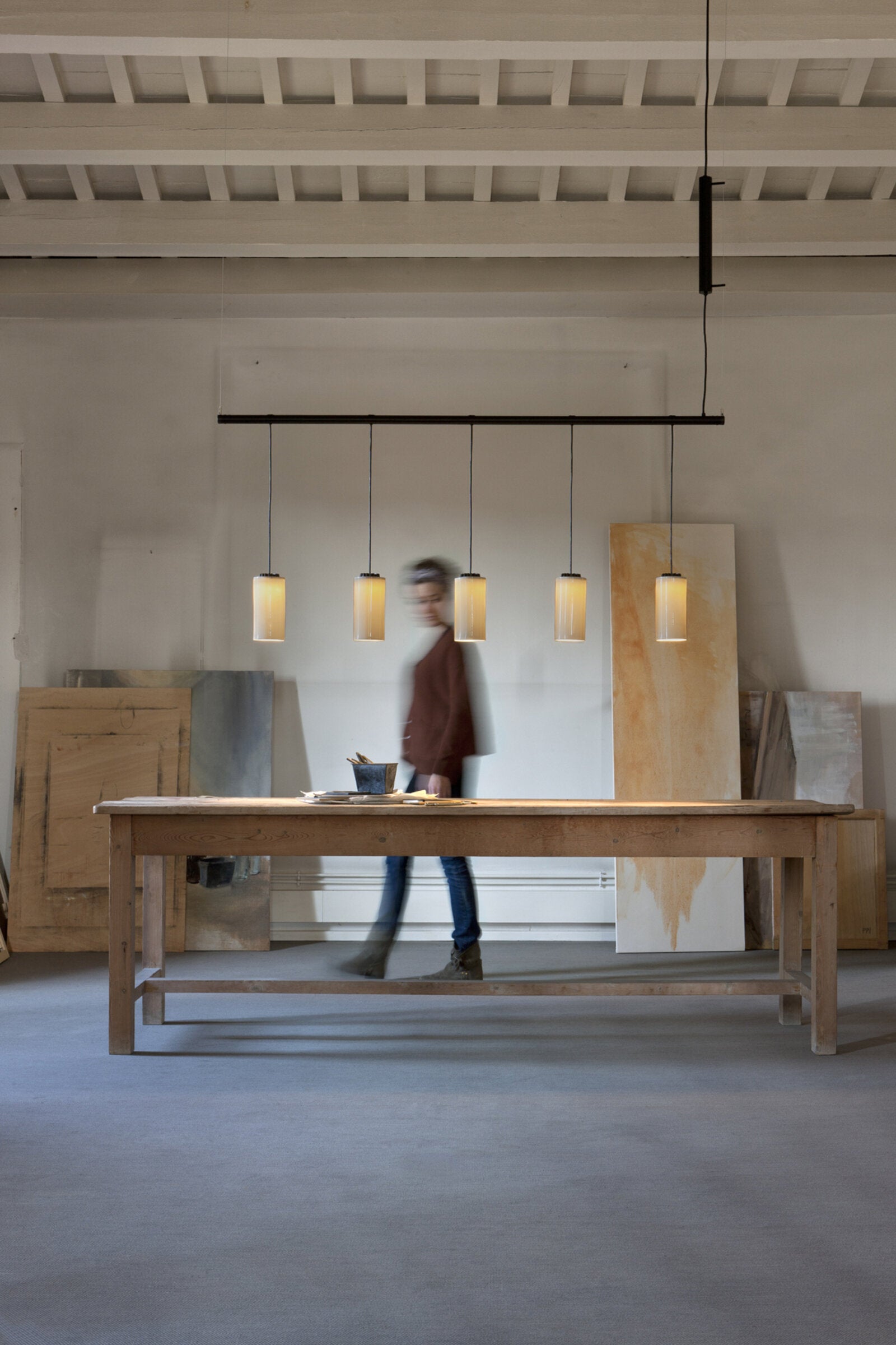 Lámpara Cirio Lineal Porcelana Blanca