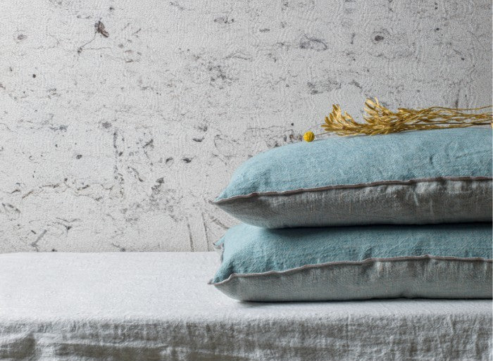 Cojín Vice Versa Lino Lavado Arrugado Aqua/Givre