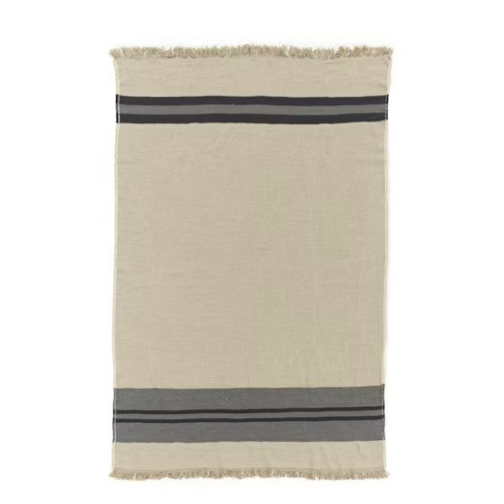 Plaid Black House Stripe – Color Charcoal en lino de LIBECO - textura | Nomad Interiors