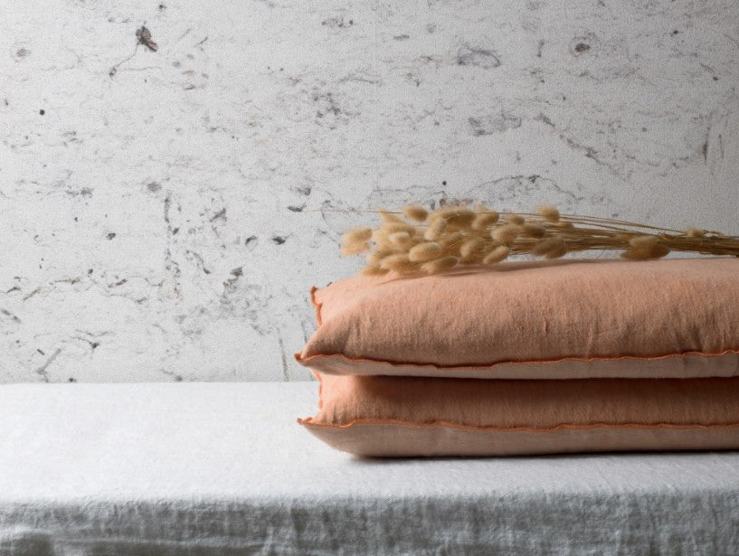 Cojín Vice Versa Lino Lavado Arrugado Melon/Givre