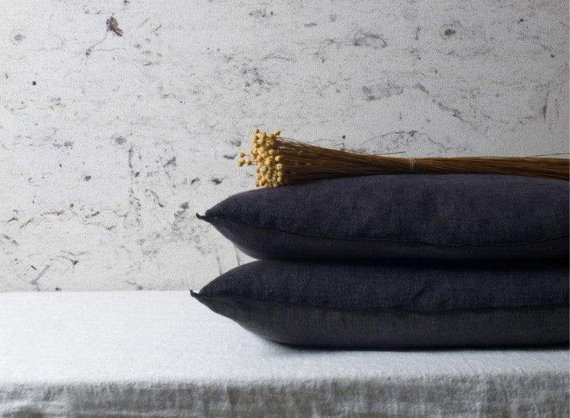 Cojín Vice Versa Lino Lavado Arrugado Charbon/Anthacite