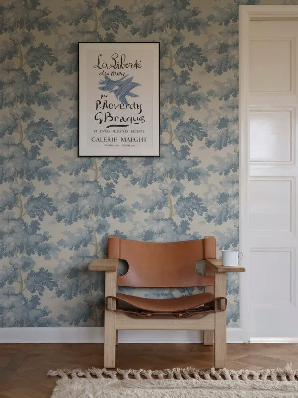 Papel Raphaël Light Blue - por rollo en lino y madera de Nomad Home - textura