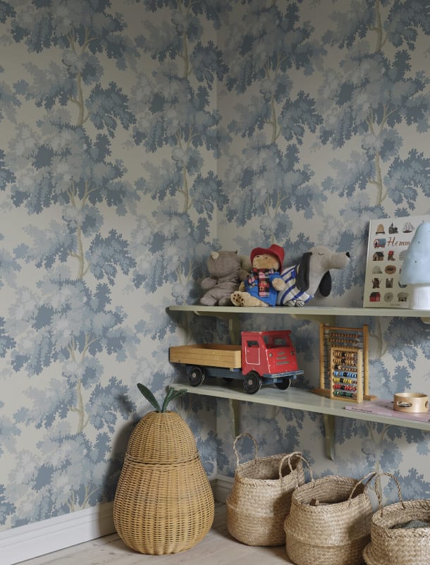 Papel Raphaël Light Blue - por rollo en lino y madera de Nomad Home - vista 6