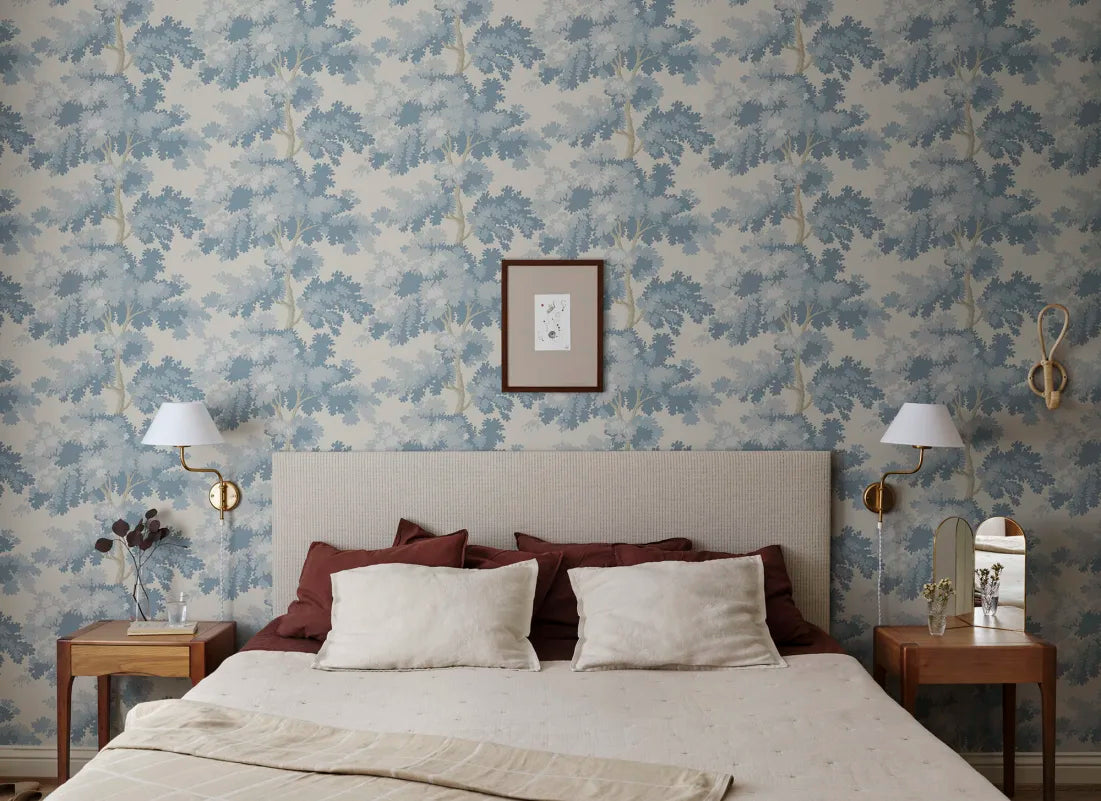 Papel Raphaël Light Blue - por rollo en lino y madera de Nomad Home - vista 7