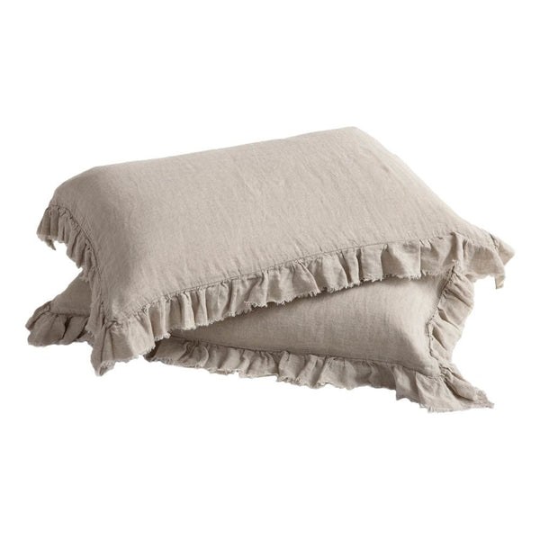 Funda de almohada Boho Lino Lavado Arrugado Natural