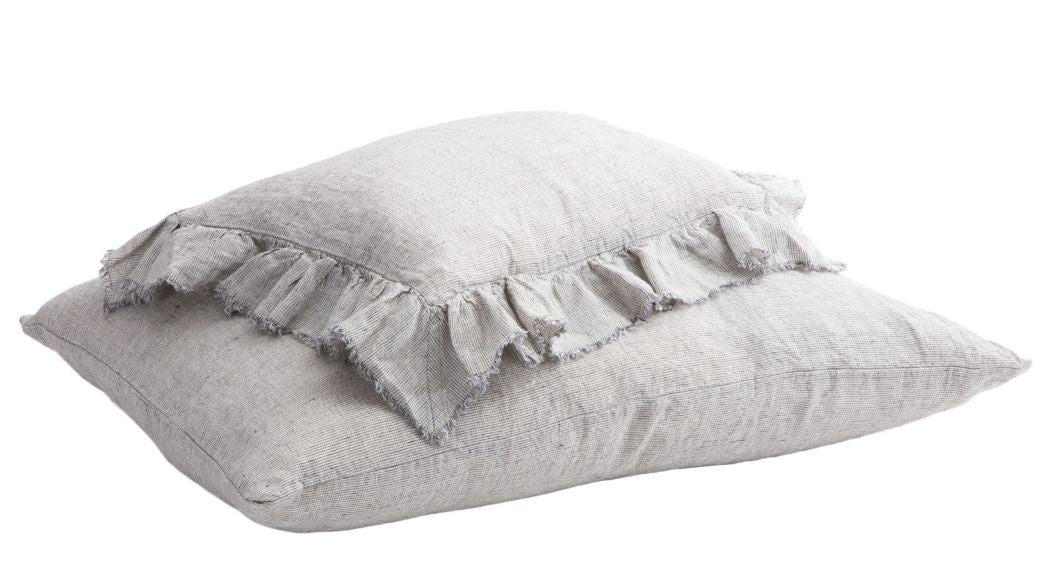 Funda de almohada Boho Lino Lavado Arrugado Shaker Stone
