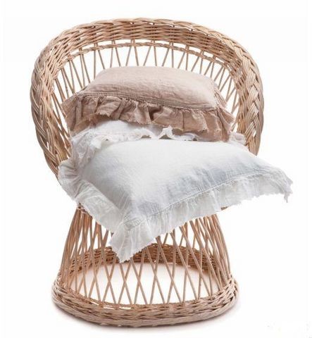 Funda de almohada Boho Lino Lavado Arrugado Blanca