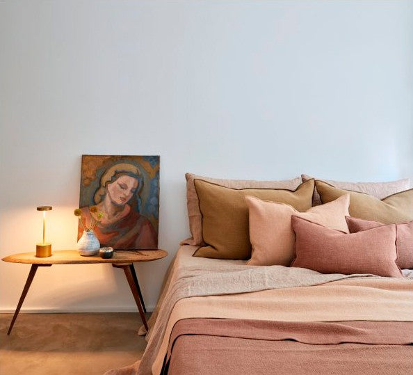 Cojín Vice Versa Lino Lavado Arrugado Melon/Givre