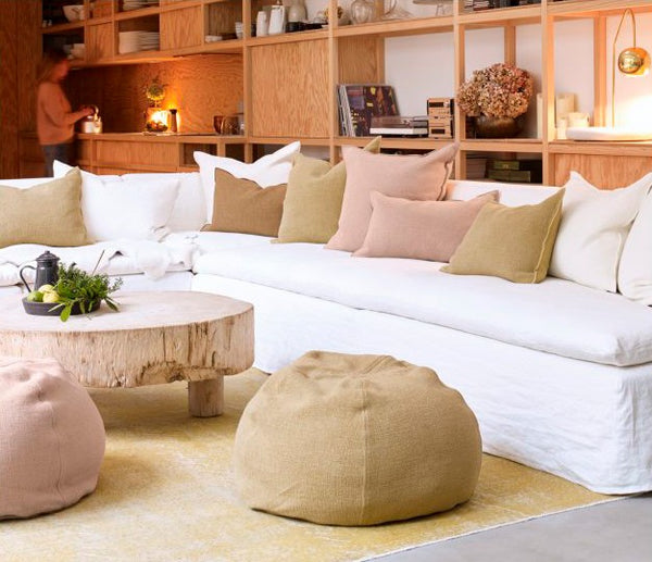 Pouf Burbuja Jacquard Lino Lavado kilim Rosa Viejo