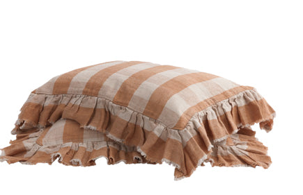 Funda de cojín Boho Frangé Vichy Cottage Terracotta