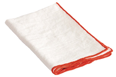 Servilleta Bourdon Mimi Blanc / Capucine en lino y algodón de Maison de Vacances | Nomad Interiors