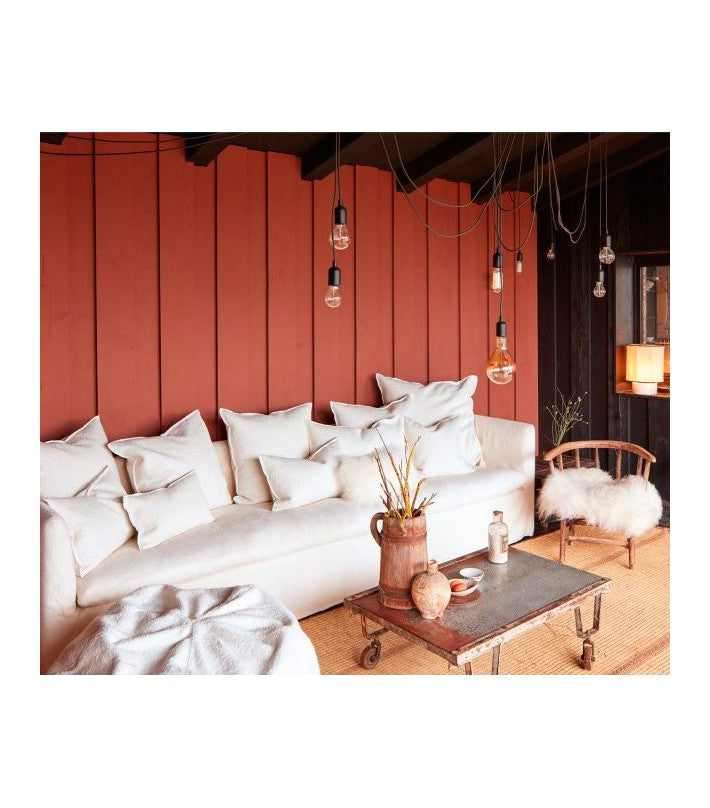 Cojín Vice Versa tela Formentera Blanc en lino y algodón de Maison de Vacances - detalle | Nomad Interiors