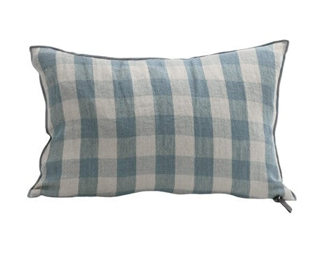 Cojín lino lavado Frangé Vichy Cottage Nuage de Maison de Vacances | Nomad Interiors