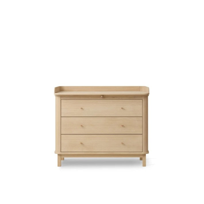 Cómoda infantil en roble con 3 cajones de Oliver Furniture - vista lateral | Nomad Interiors