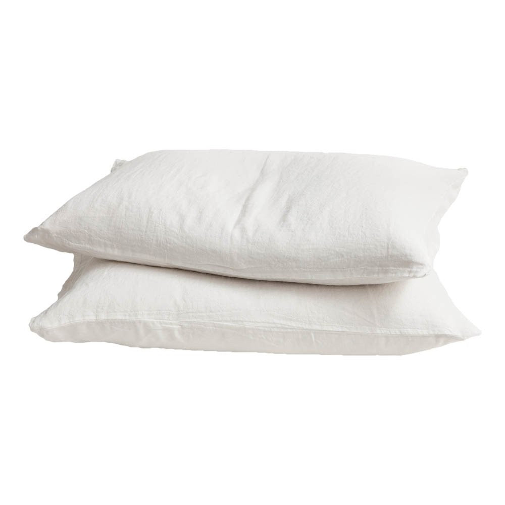 Funda de almohada Basic Lino Lavado Arrugado Blanco
