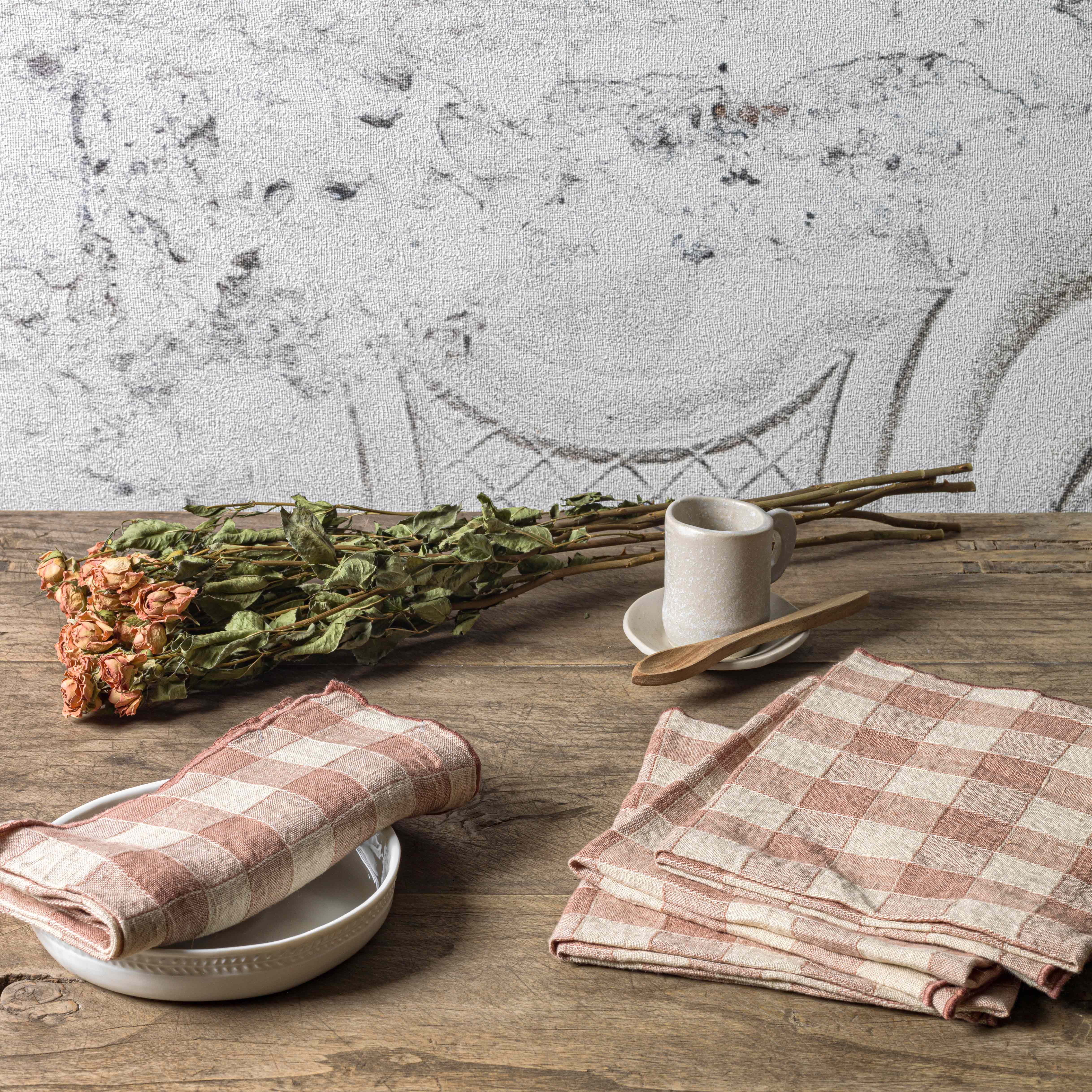 Mantel Bourdon Vintage Vichy - Bois de rose