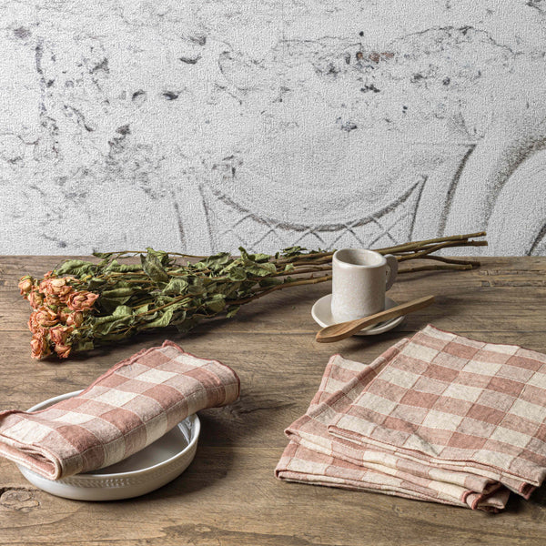 Mantel Bourdon Vintage Vichy - Bois de rose
