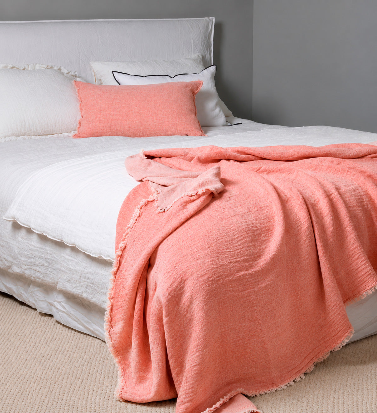 Plaid Vive Versa Lino Lavado Arrugado Melon / Givre