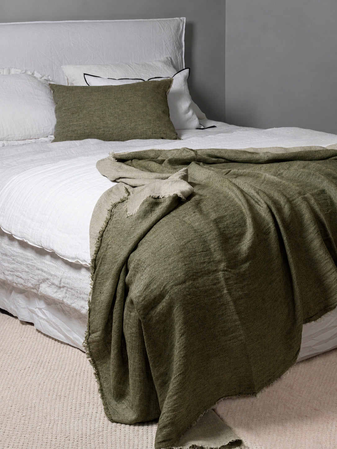 Plaid Vive Versa Lino Lavado Arrugado Kaki / Givre