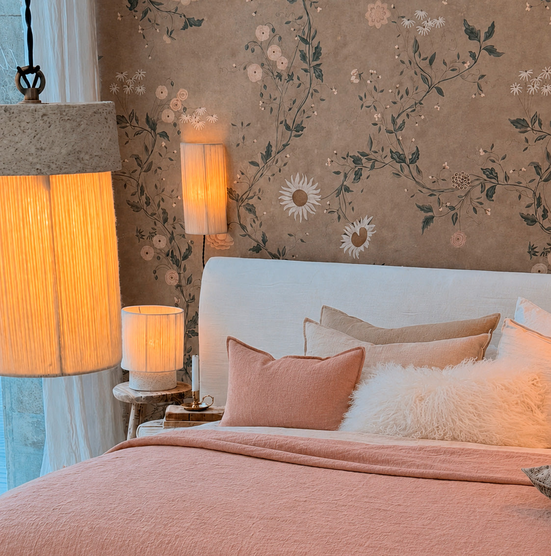 Plaid Vive Versa Lino Lavado Arrugado Bois de Rose / Givre