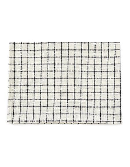 Paño de cocina de lino beige y azul