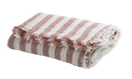 Plaid Vice Versa Washed Linen Bayadere Argile en lino de Maison de Vacances | Nomad Interiors