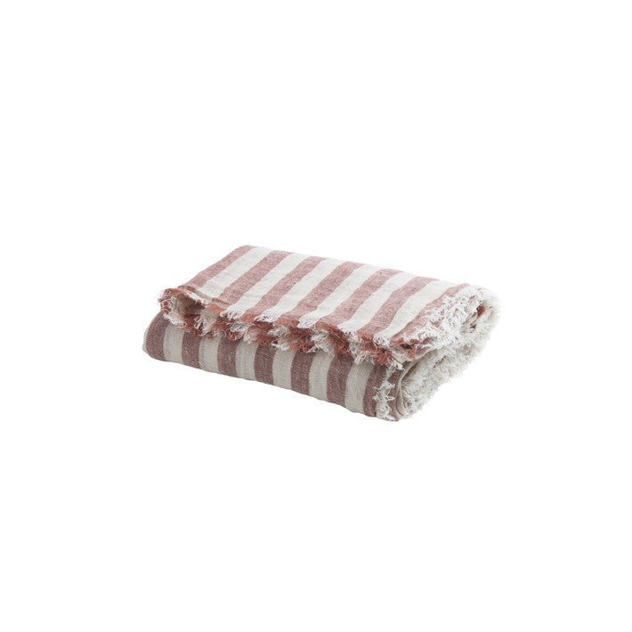 Plaid Vice Versa Washed Linen Bayadere Argile en lino de Maison de Vacances | Nomad Interiors