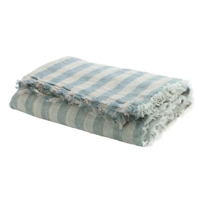 Plaid Vice Versa Washed Linen Bayadere Nuage en lino de Maison de Vacances | Nomad Interiors