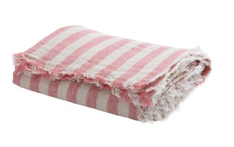 Plaid Vice Versa  Washed Linen Bayadere Pivoine en lino de Maison de Vacances | Nomad Interiors