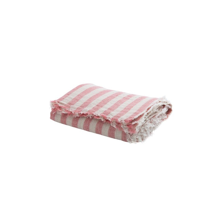 Plaid Vice Versa  Washed Linen Bayadere Pivoine en lino de Maison de Vacances | Nomad Interiors