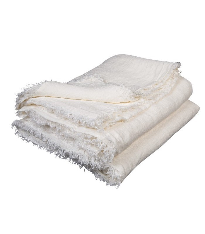 Plaid Viceversa en Lino Lavado Arrugado Blanc / Ecru de Maison de Vacances | Nomad Interiors