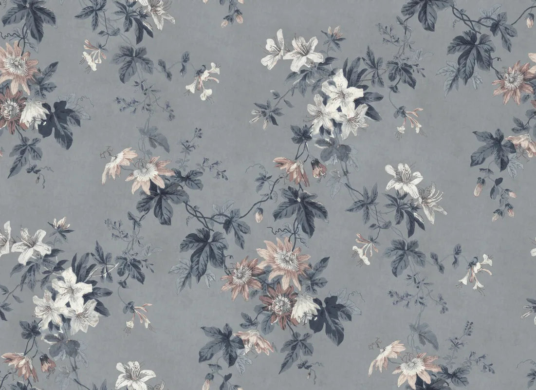 Papel Misty Blue - por m² en lino de Nomad Home - vista lateral