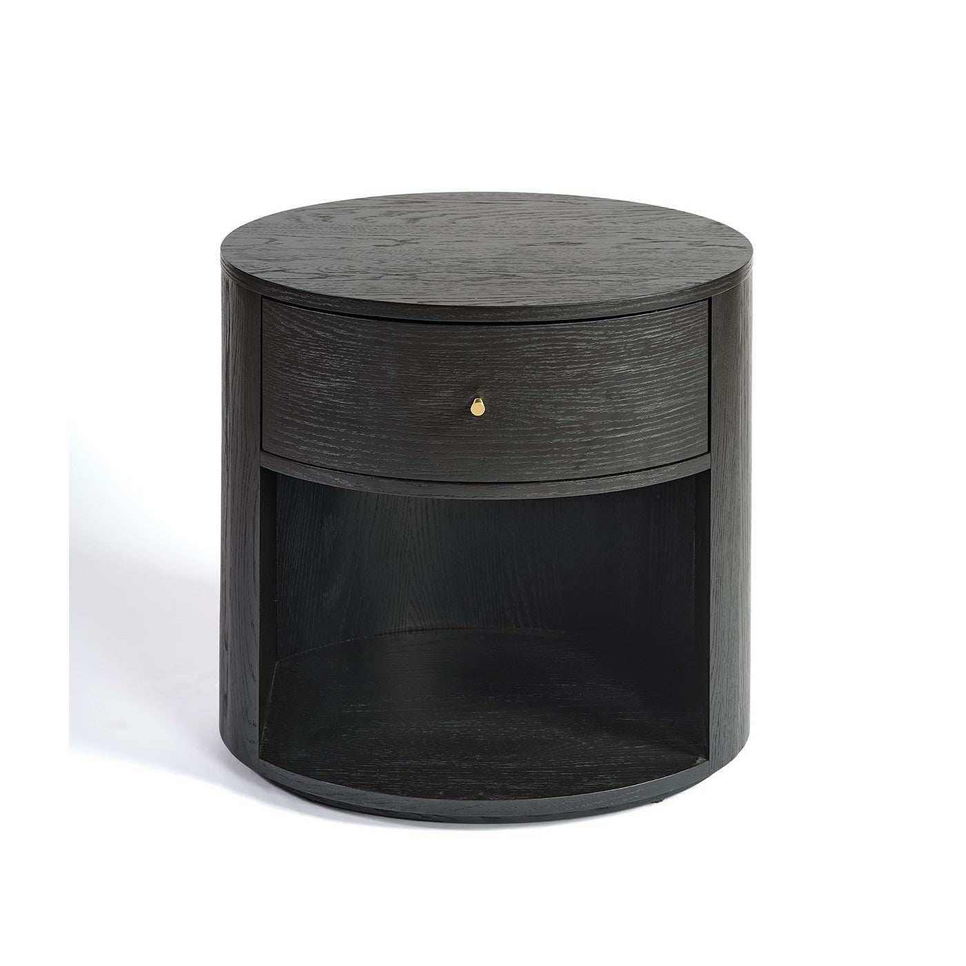 Mesita de noche ovalada en roble negro