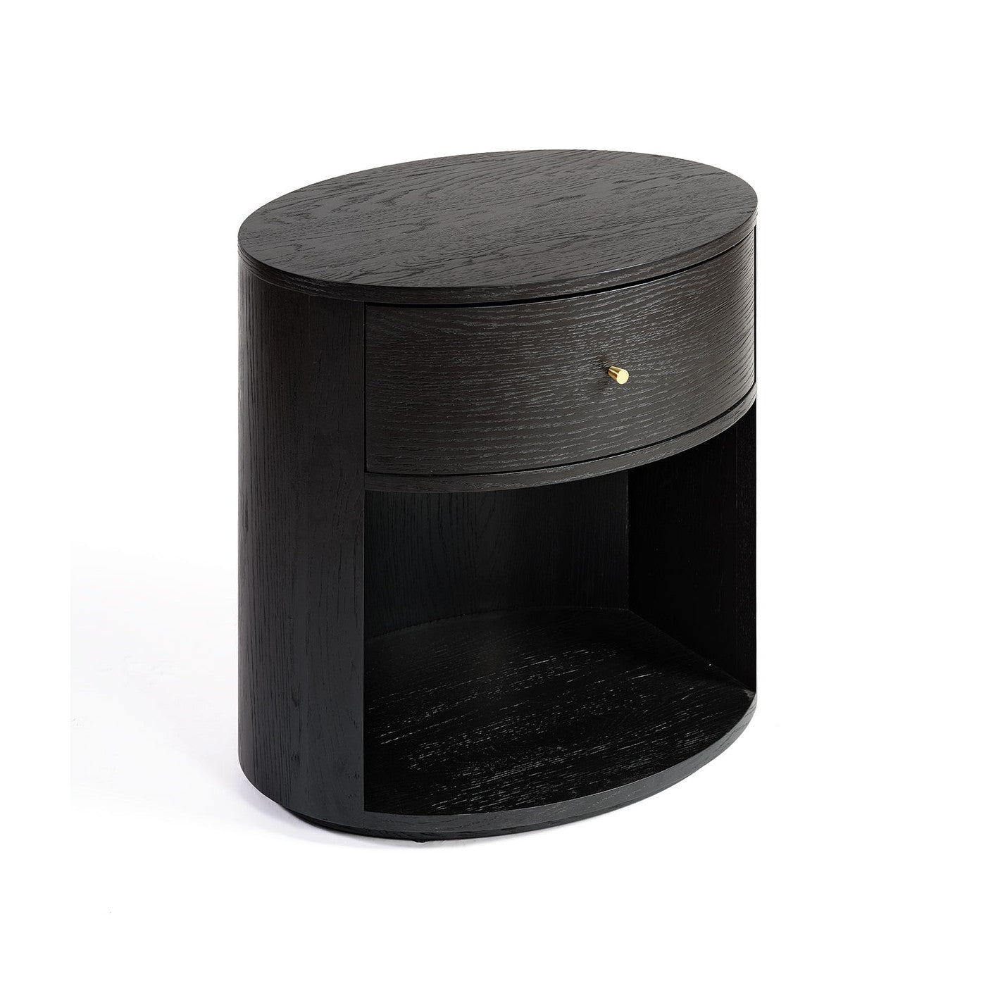 Mesita de noche ovalada en roble negro