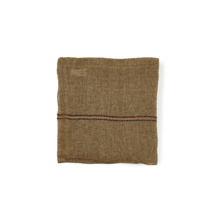 Servilleta de lino Marie – Bronze Stripe de LIBECO - vista lateral | Nomad Interiors