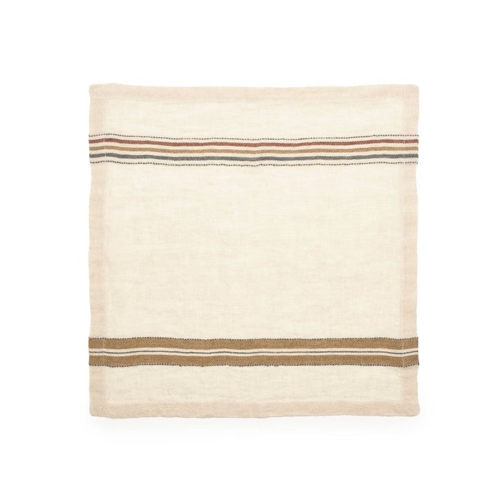 Servilleta de lino Perry – Multi Stripe en roble y cerámica de LIBECO | Nomad Interiors