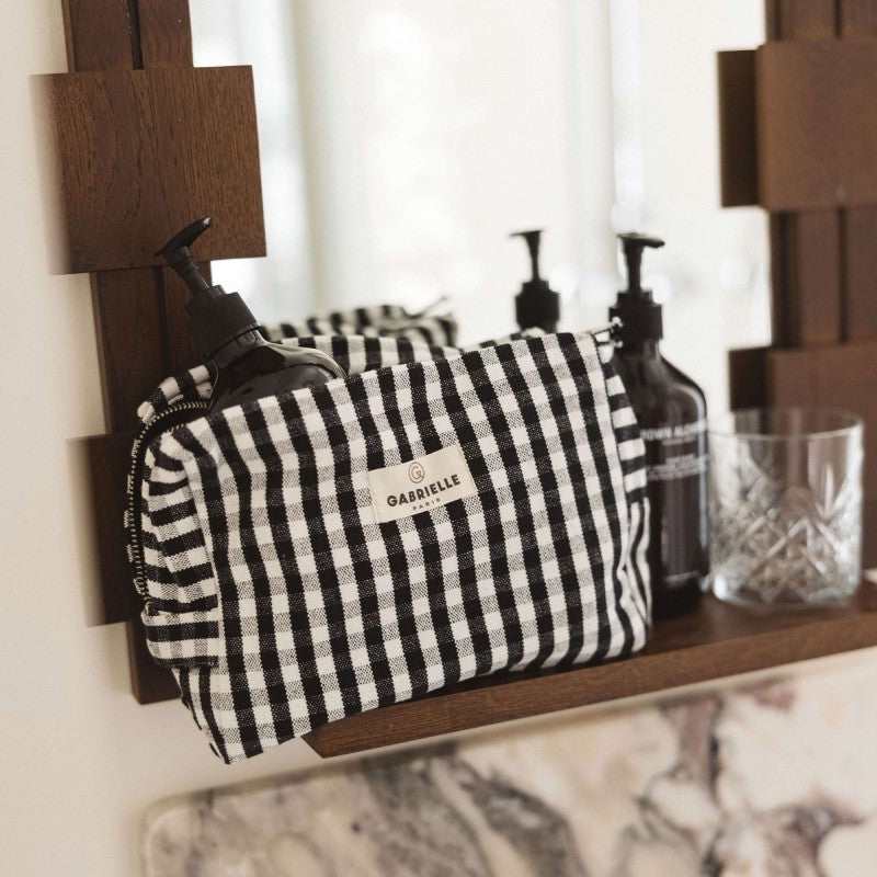 Toilet Bag Algodón Vichy Negro