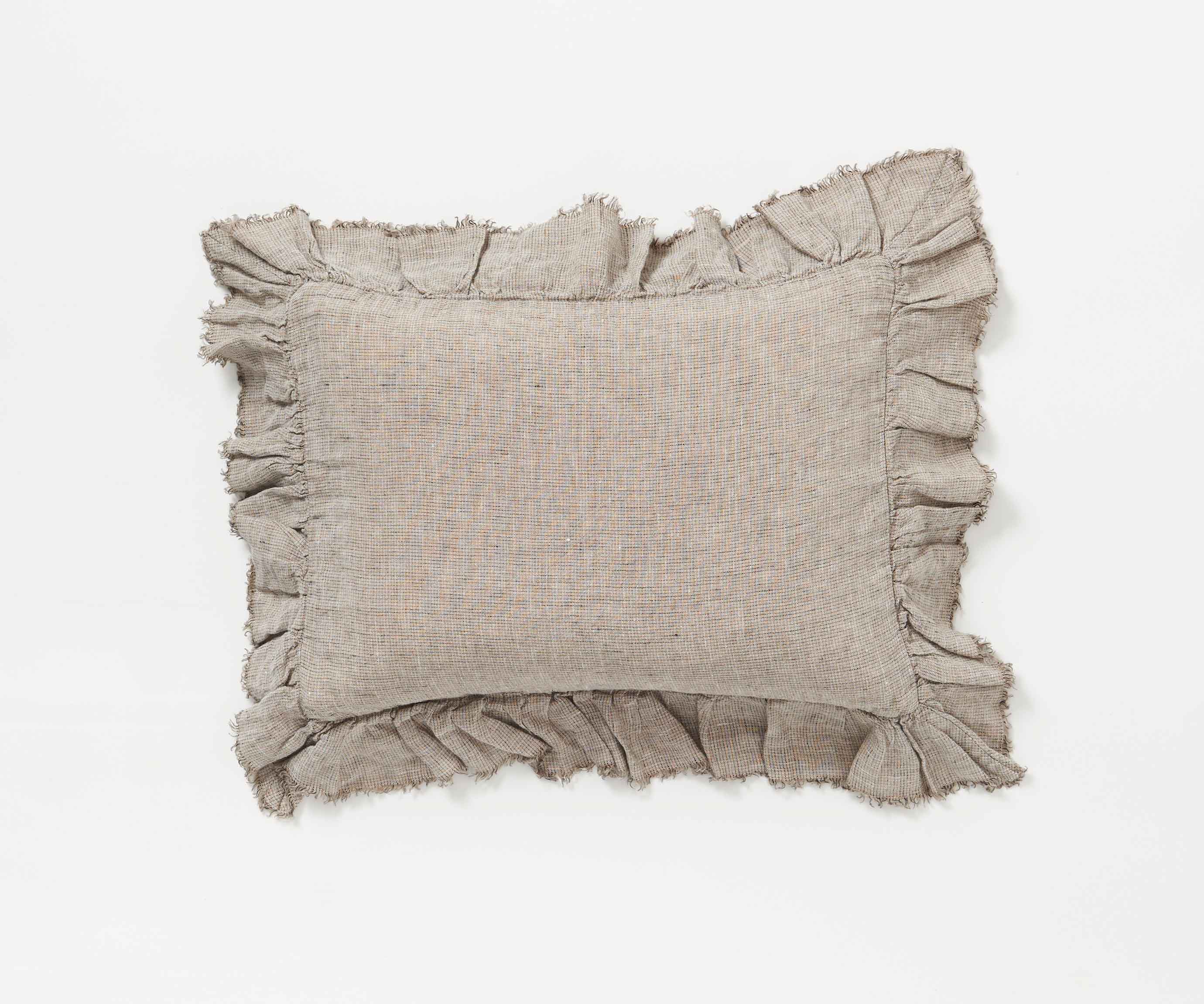 Funda de almohada Boho Lino Lavado Arrugado Shaker Ecorce