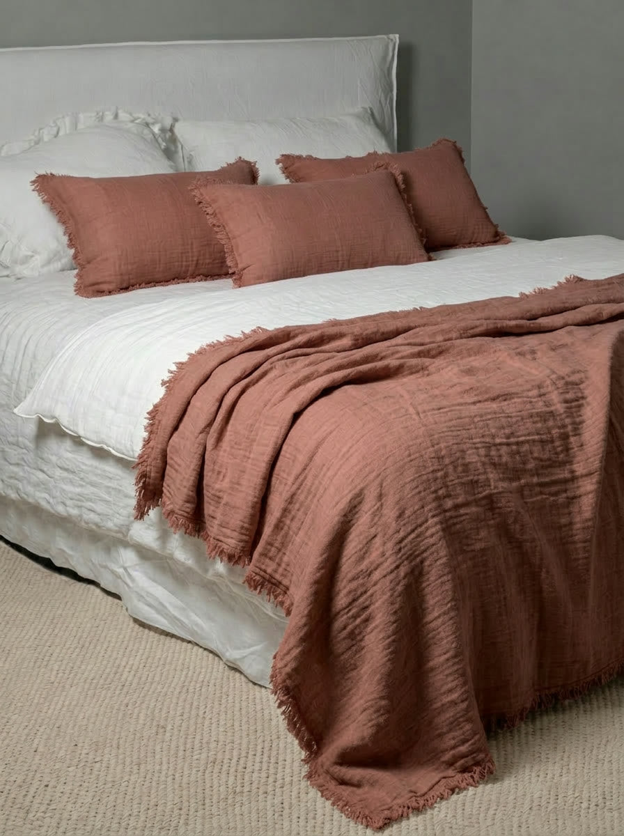 Plaid Vice Versa Gasa Lino Bois de Rose
