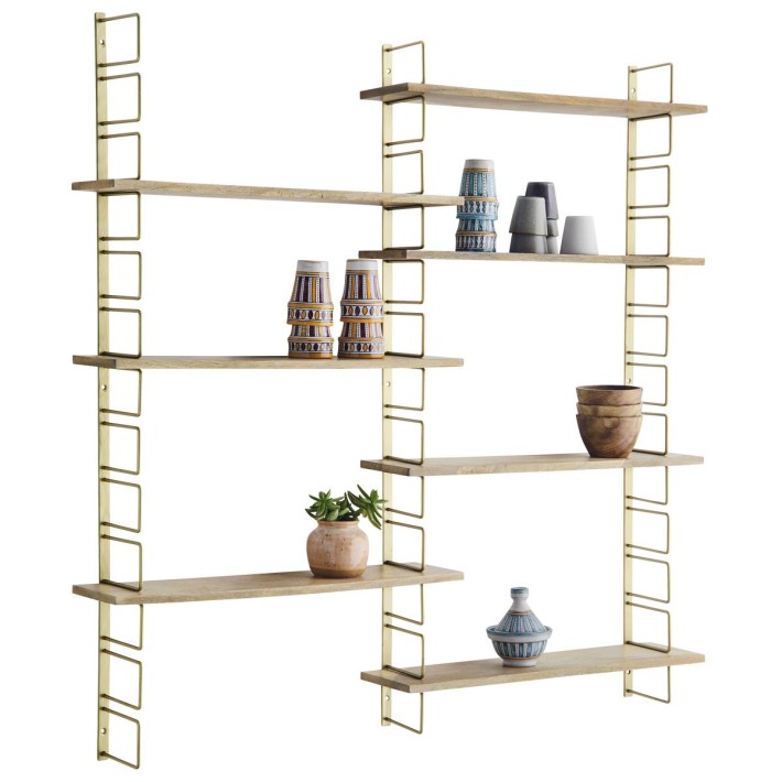 Pequeña Librería en madera y madera de mango de Nomad Home - vista lateral