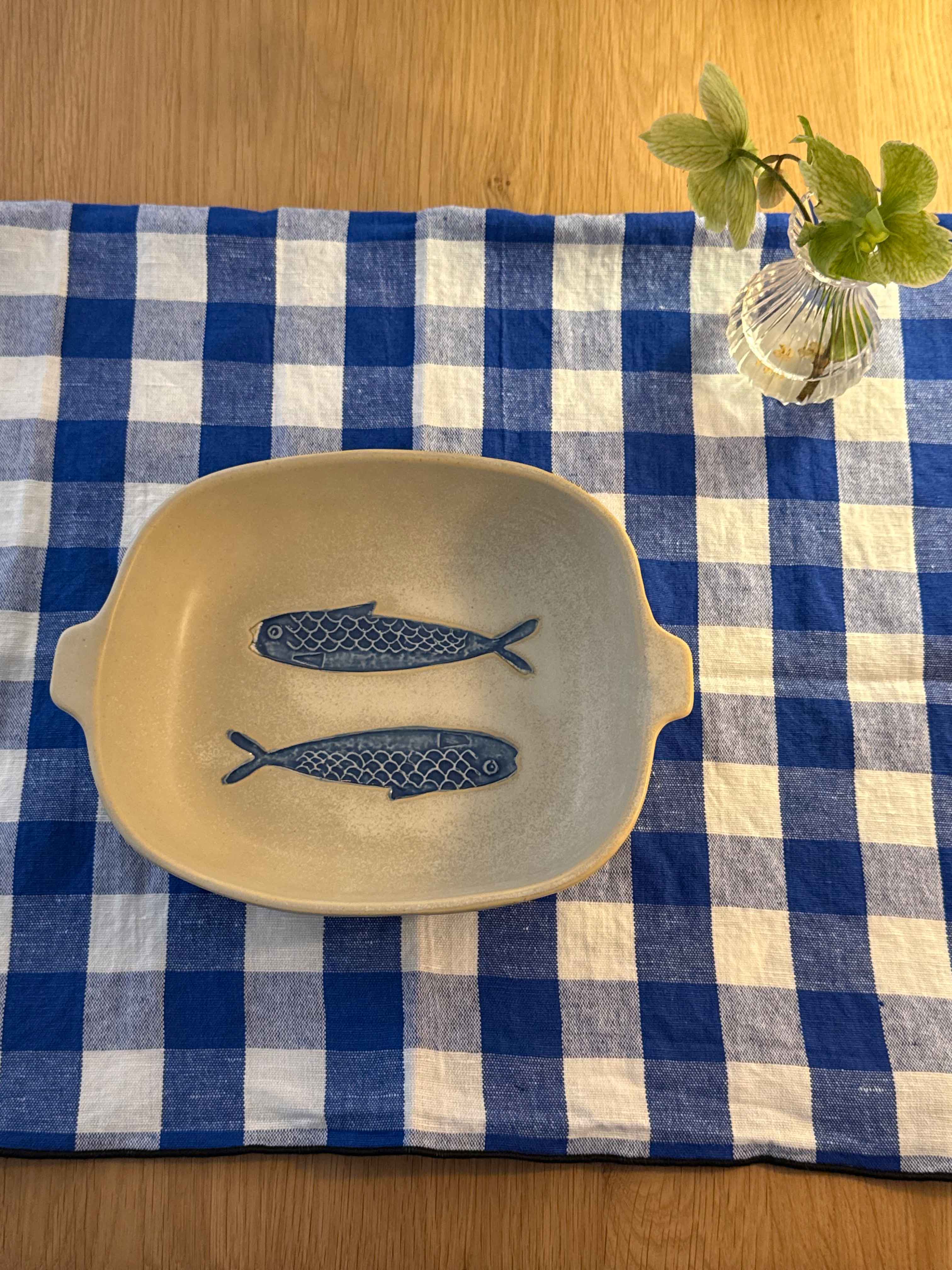 Fuente de Horno Riviera de Gres Crudo y Azul