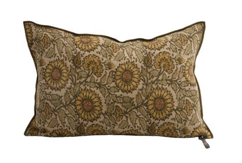 Cojín Vice Versa Lino Wabi Sabi Imprimé, Les Tournesols Bronze de Maison de Vacances | Nomad Interiors