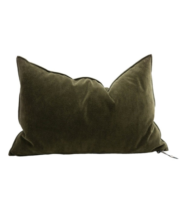 Cojín Vice Versa tela Vintage Velvet Kaki en algodón y terciopelo de Maison de Vacances | Nomad Interiors