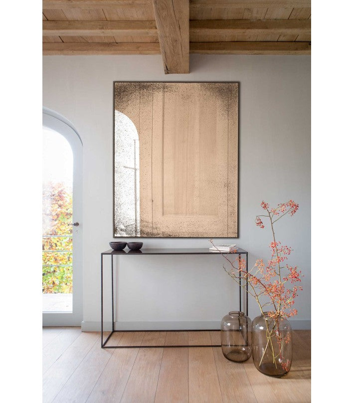 Espejo de pared transparente rectangular en hierro de Ethnicraft - textura | Nomad Interiors