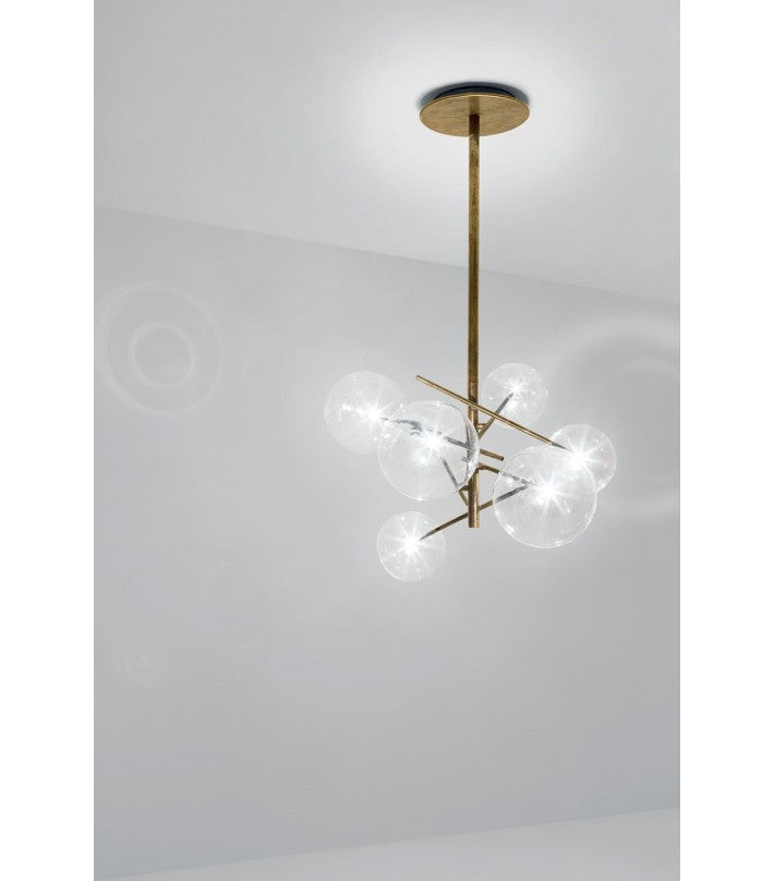 Lámpara Bolle 4 esferas en cristal y latón de GallottiRadice - detalle | Nomad Interiors