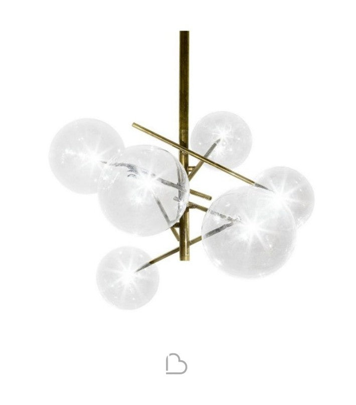 Lámpara Bolle 6 esferas en cristal y latón de GallottiRadice - detalle | Nomad Interiors
