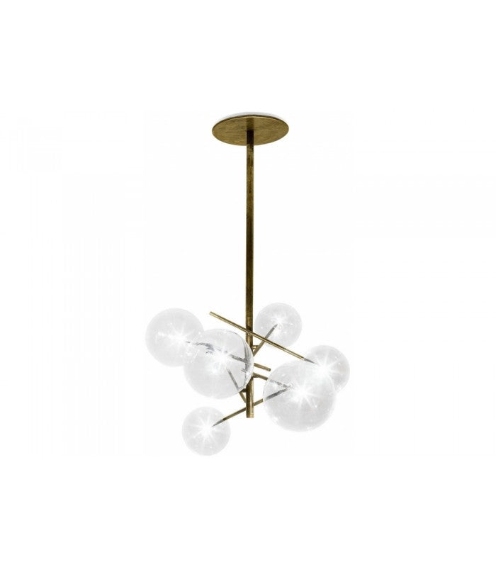 Lámpara Bolle 6 esferas en cristal y latón de GallottiRadice | Nomad Interiors