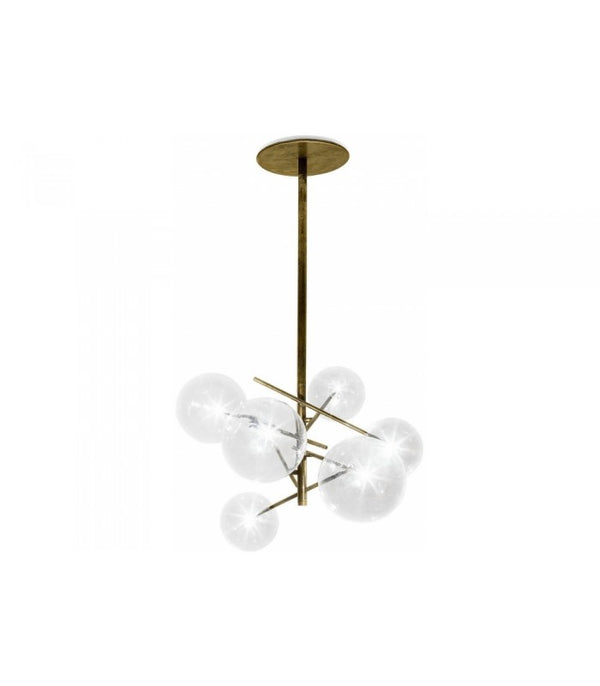 Lámpara Bolle 6 esferas en cristal y latón de GallottiRadice | Nomad Interiors
