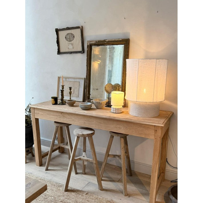 Lámpara de sobremesa Boule Naturelle PM en lino y cerámica de Nomad Home - vista lateral