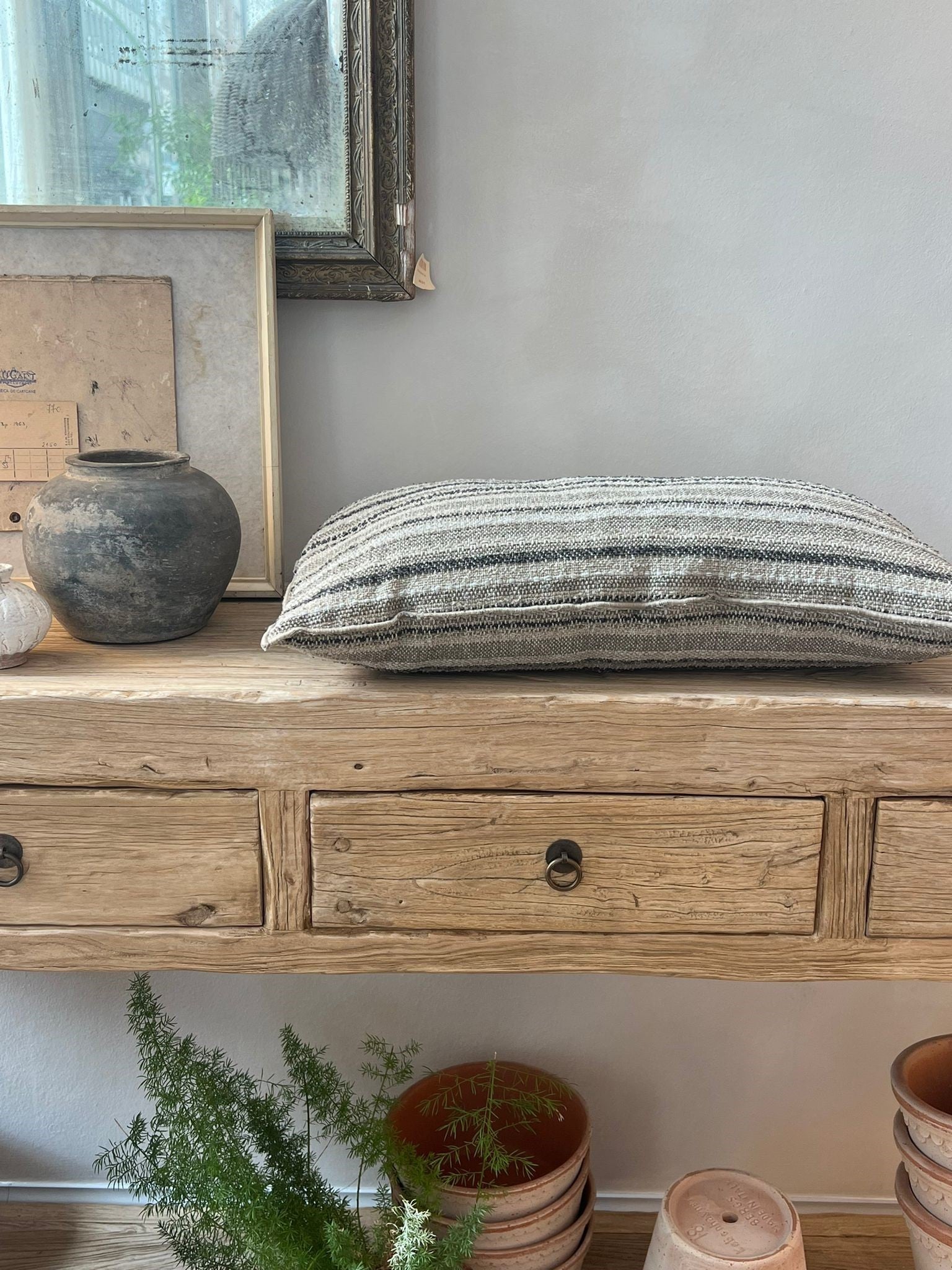 Cojín para exterior Santa Fe Chanvre en lino de Maison de Vacances - textura | Nomad Interiors